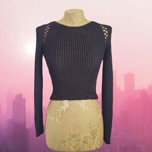 Gabriel.S Handknit Black sweater cut-out details medium goth grunge minimalist